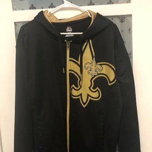 Medium New Orleans Saints Black and Gold Zip-Up Hoodie